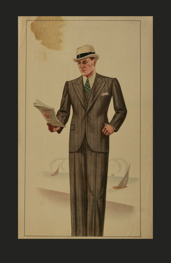 Poster moda maschile b/n originale anni 30 raffifurante uomo vestito  elegantemente – Maibuttare