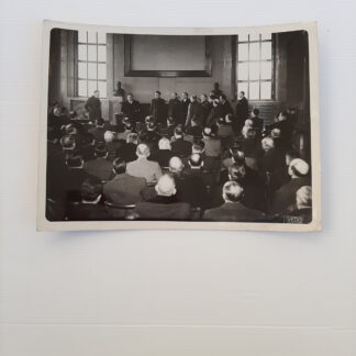 Foto Epoca 24x18cm Guerra Fascismo Riunione Gerarchi Ufficiali Timbro VEDO